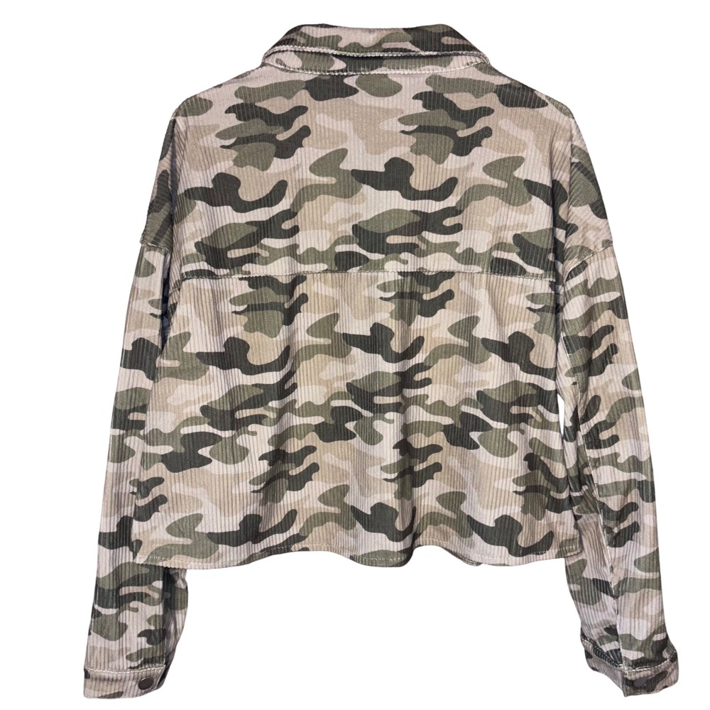 Savannah Jane Women's Medium Camo Corduroy Jacket Green Rhinestone Fringe - Picture 2 of 7